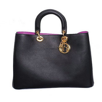 Christian Dior diorissimo original calfskin leather bag 44373 black&peach